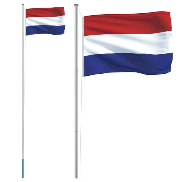 Nederländernas flagga och flaggstång 6,23 m aluminium