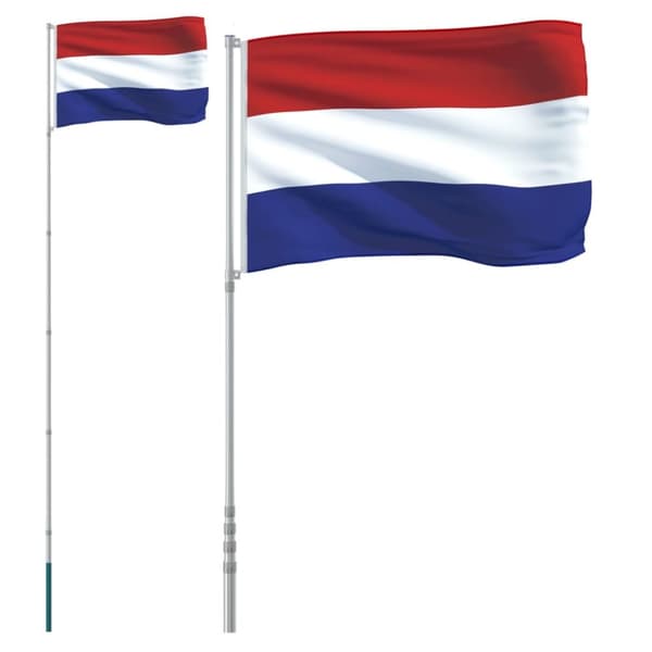 Nederländernas flagga och flaggstång 5,55 m aluminium