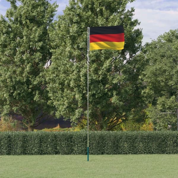 Tysklands flagga och flaggstång 5,55 m aluminium