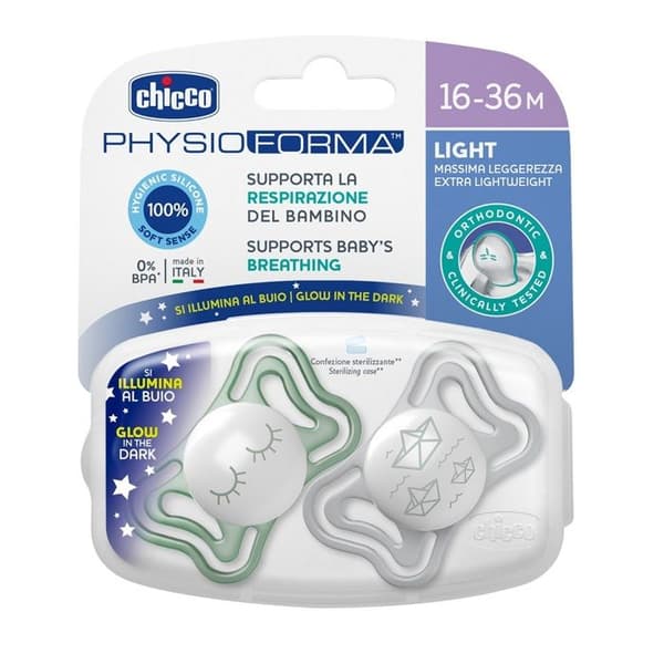 Chicco Lumi silikonnappar 16-36m, 2-pack