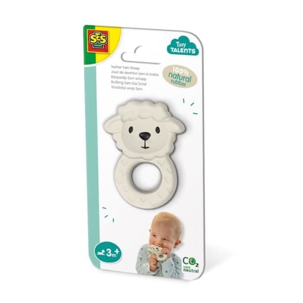 SES Creative 13164 - Tugglekrona Sam fåret, 100% naturlig gummi för baby