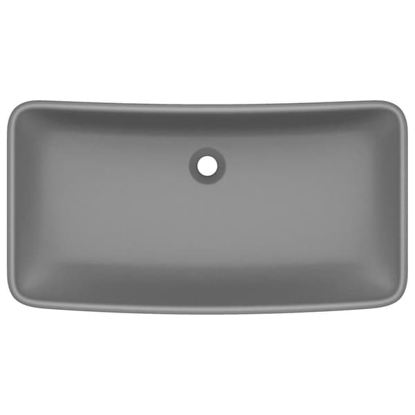 Lyxigt rektangulärt handfat matt mörkgrå 71x38 cm keramik