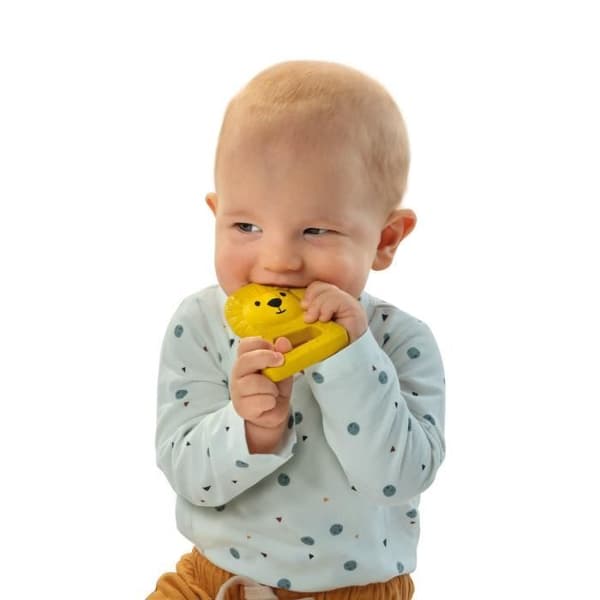 SES Creative 13161 - Lou the Lion Teether, 100 % naturgummi tandring för baby