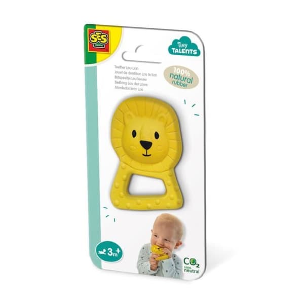 SES Creative 13161 - Lou the Lion Teether, 100 % naturgummi tandring för baby