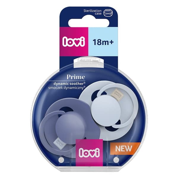 LOVI PRIME Dynamisk silikonnapp 18m+ 2 st. Babyblå/blå