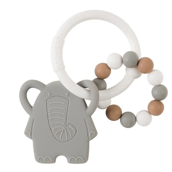 NATTOU Tinnitusring Elefant - 100% silikon - Grå, vit och beige