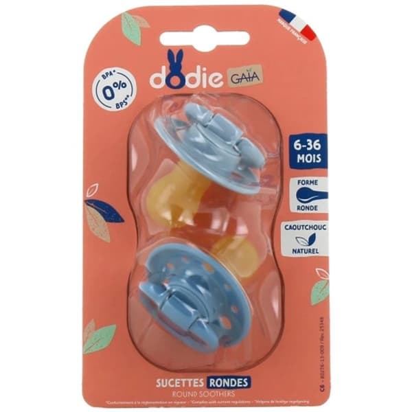 Nappar-Dodie Gaia runda nappar 6-36M X2 (Färg: Blå)