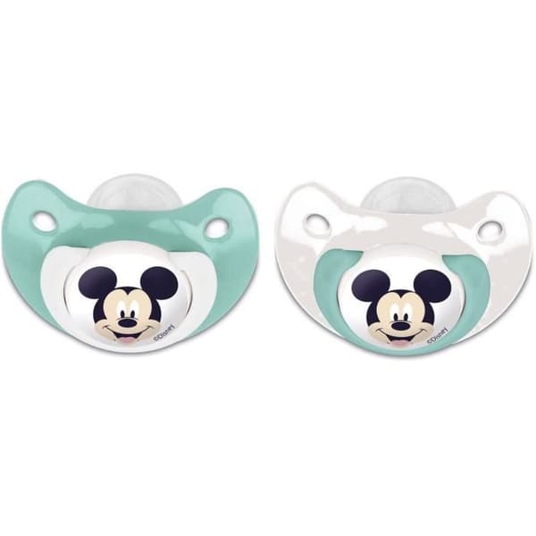 Set med 2 nappflaskor - THERMOBABY - Ortopedisk silikon - Med skyddsklipp - 0-6 månader - Mickey Cool