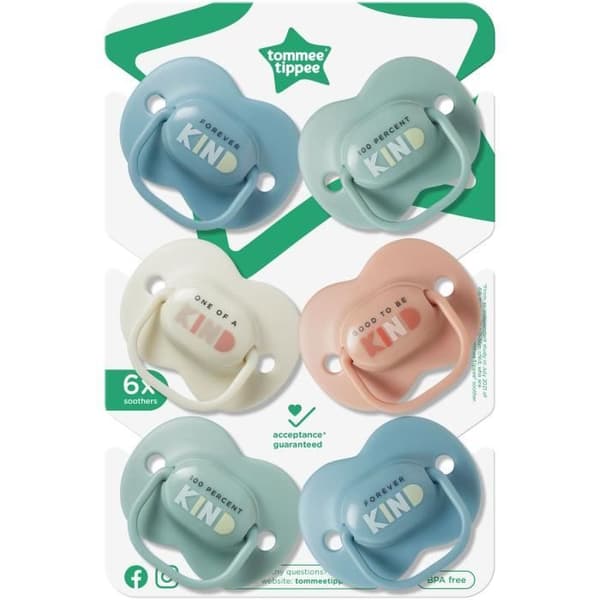 Nappar - TOMMEE TIPPEE - 6-18 månader - Set om 6 - Symmetrisk ortodontisk form, BPA-fri silikon