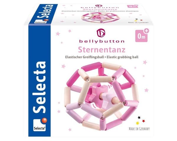 Selecta Spielzeug knytnäve och bitring boll tjejer 11,5 cm naturligt/rosa trä