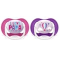 Miniatyrbild 1 av 4: PHILIPS AVENT Set med 2 trendiga Ultra aYnrYnes nappar 6-18 månader I Love Papa MontgolfiYore