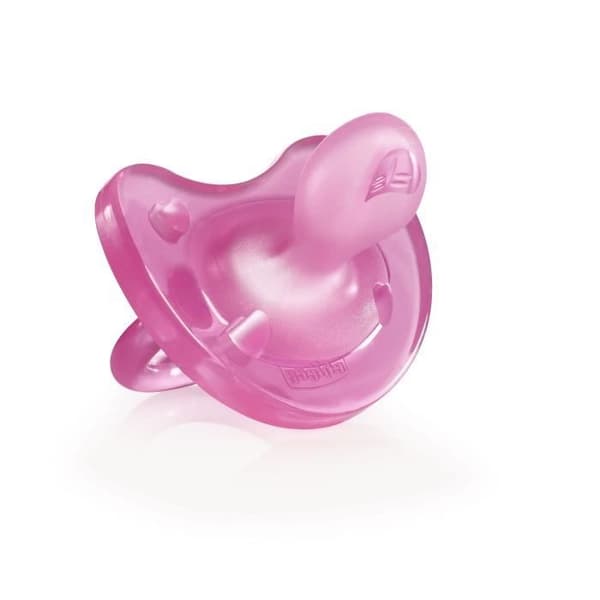 CHICCO Physio Soft "all silikon" nappar - x2 - Rosa &amp; lila - 12m+ - Blister
