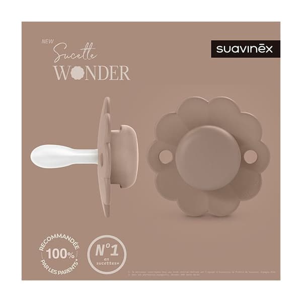 Suavinex, Wonder, Vändbar napp SXPRO 6/18 månader Wonder - Raw umber