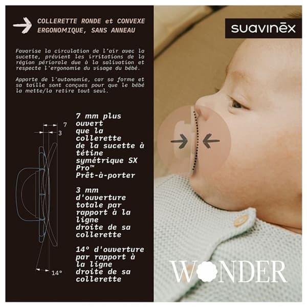 Suavinex, Wonder, Vändbar napp 6/18 månader Wonder - Viva magenta