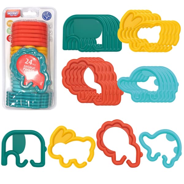 WOOPIE BABY Sensorisk legetøj Bidelegetøj til babyer Animal Charms kæde 24 stk.