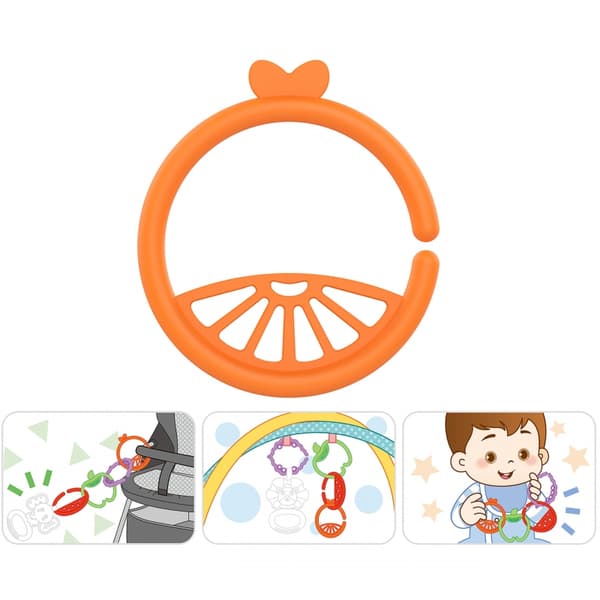 WOOPIE BABY Sensoriska Bitringar för Bebisar – Hängsmycken med Frukter, 4-pack