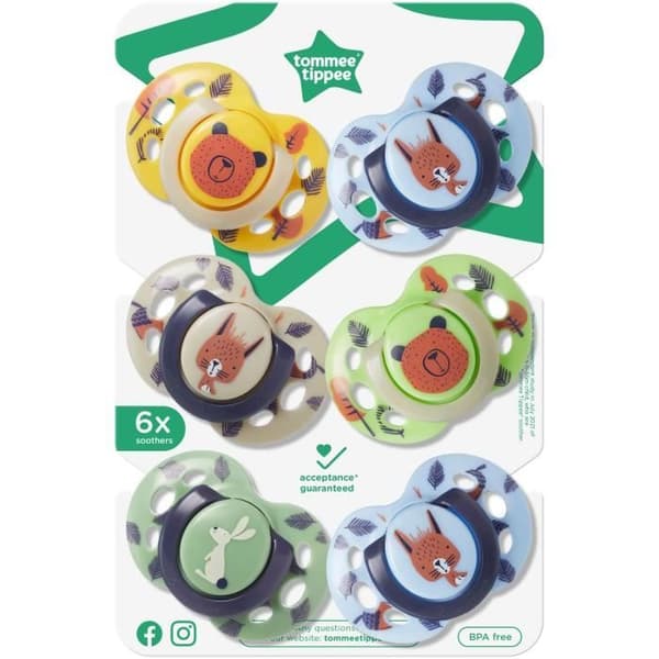 Nappar - TOMMEE TIPPEE - KUL - 6-18 månader - Set om 6 - Symmetrisk ortodontisk form - BPA-fri silikon