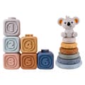 Miniatyrbild 8 av 11: WOOPIE BABY Pedagogiskt Set – Pyramid & Sensoriska Byggklossar 2-i-1 Bitring med Siffror