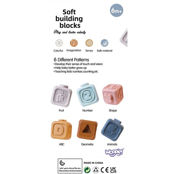 WOOPIE BABY Pedagogiskt Set – Pyramid & Sensoriska Byggklossar 2-i-1 Bitring med Siffror