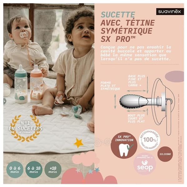 -Suavinex 2 Suger SX Pro 0-6 Månader (Modell: Blå)