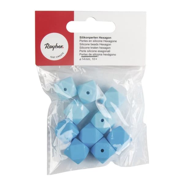 Silikonkulor Idealiska napphållare Hexagon 14mm Ljusblå 10 stycken
