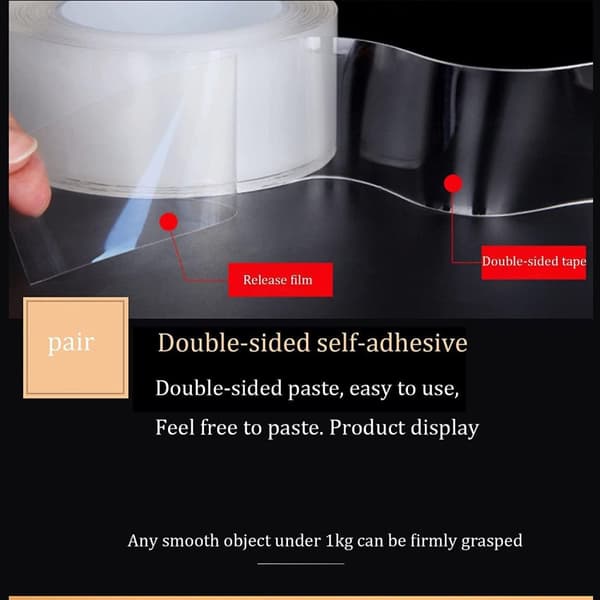 Dubbelhäftande Nanotejp Transparent 3M Längd