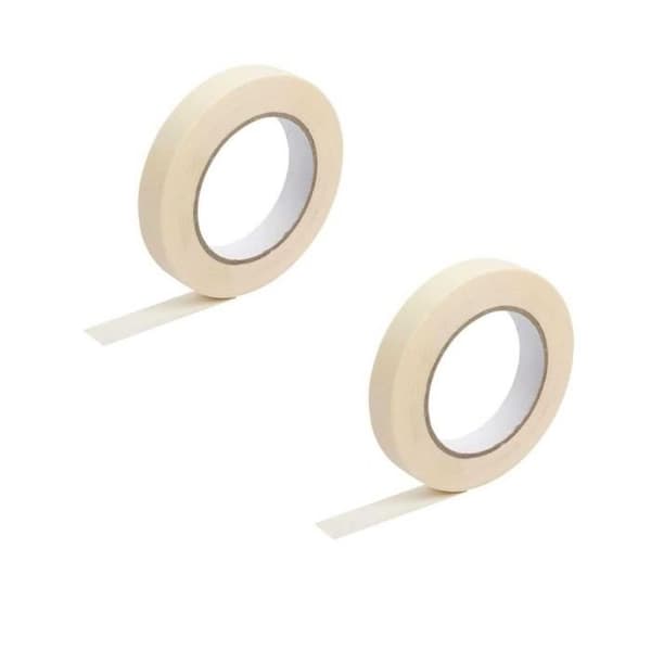 X2 HÄFTANDE MASKERINGSTEJP - SKYDD FÖR DIY-MÅLARBETE PÅ ALLA YTOR - 19MM X 50M - BEIGE