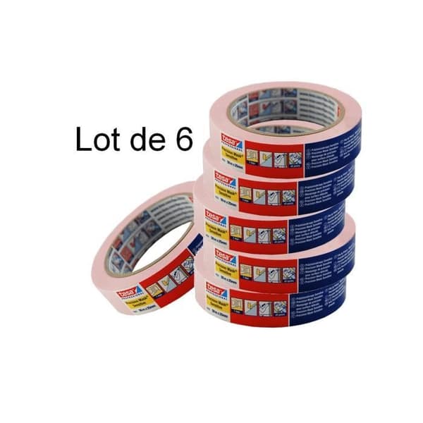 Maskeringstejp Set med 6 TESA KREPP - delikat överlägsen maskering - Bredd 25 mm