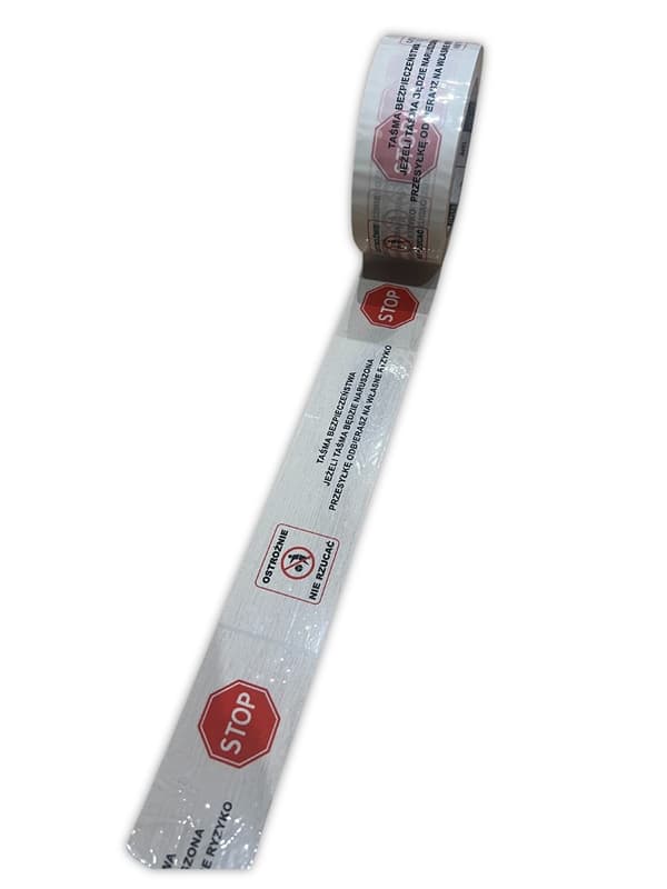 BSTech painettu teippi 48 mm x 100 m 'STOP turvateippi'