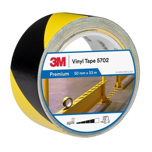 Maskeringstejp - 3 m maskeringsfilm - 5702BY50IW - Vinyltejp 5702, gul/svart, 50 mm x 33 m