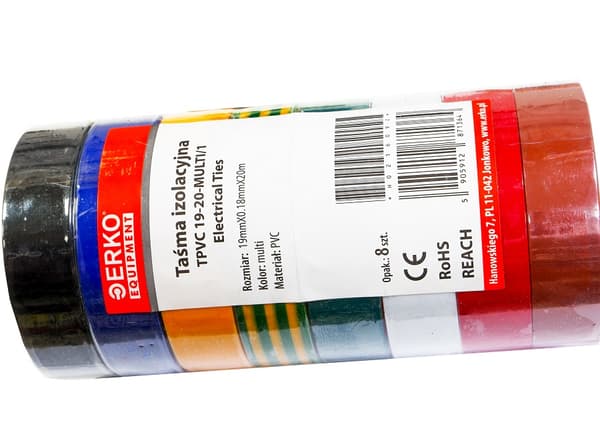 Stor isoleringstejp 19mm 20m MIX 8st ERKO