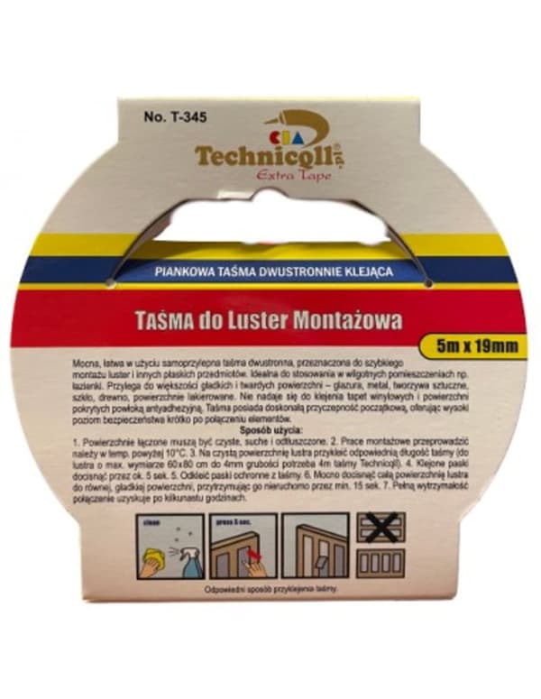 Peilin kiinnitysteippi Technicqll T-345 5m