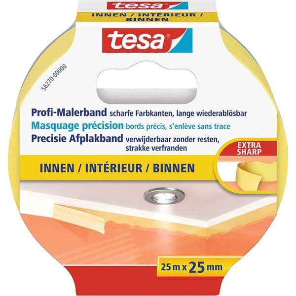 TESA maskeringstejp - Perfekt inredningsfinish - 25m x 25mm - Spårlös 5 månader