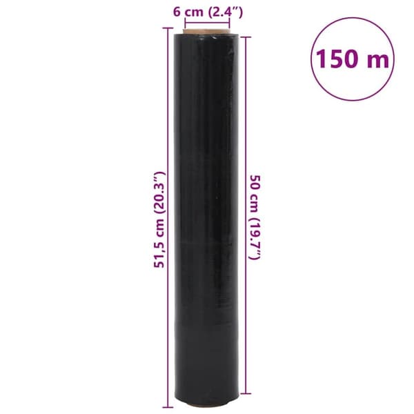 vidaXL Strekkfilm 6 stk svart 30 μm 50 cm x 150 m