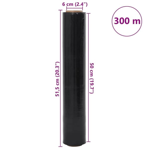 vidaXL Sträckfilm 6 st Svart 23 μm 50 cm x 300 m