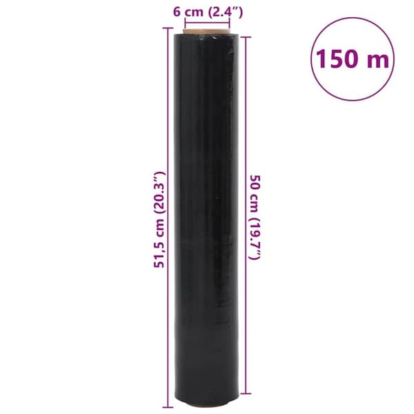 vidaXL Sträckfilm 6 st Svart 20 μm 50 cm x 150 m