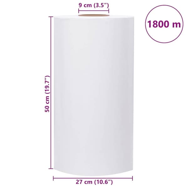 vidaXL Sträckfilm för lantbruk vit 25 μm 50 cm x 1800 m