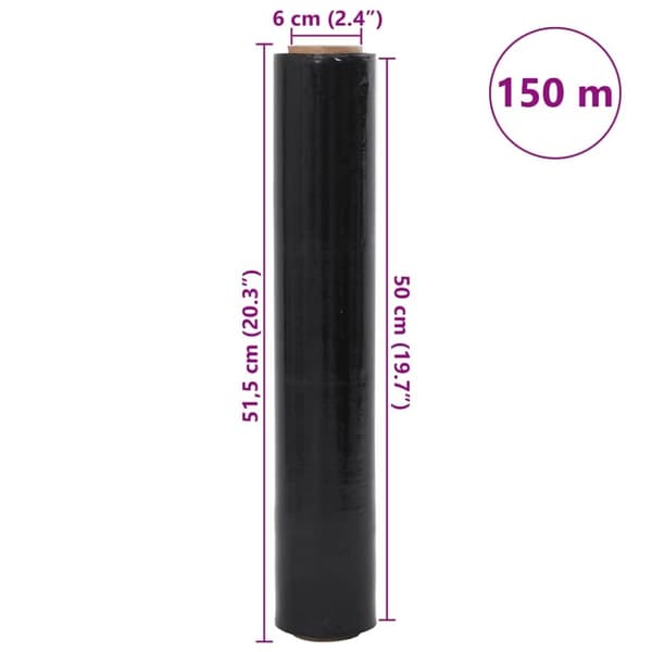 vidaXL Sträckfilm 2 st svart 17 μm 50 cm x 150 m