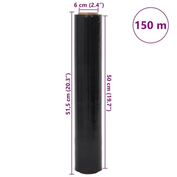 vidaXL Stretch Film 2 kpl Musta 30 μm 50 cm x 150 m