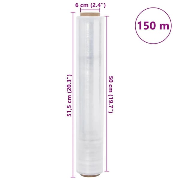 vidaXL Stretch -kalvo 6 kpl Läpinäkyvä 17 μm 50 cm x 150 m