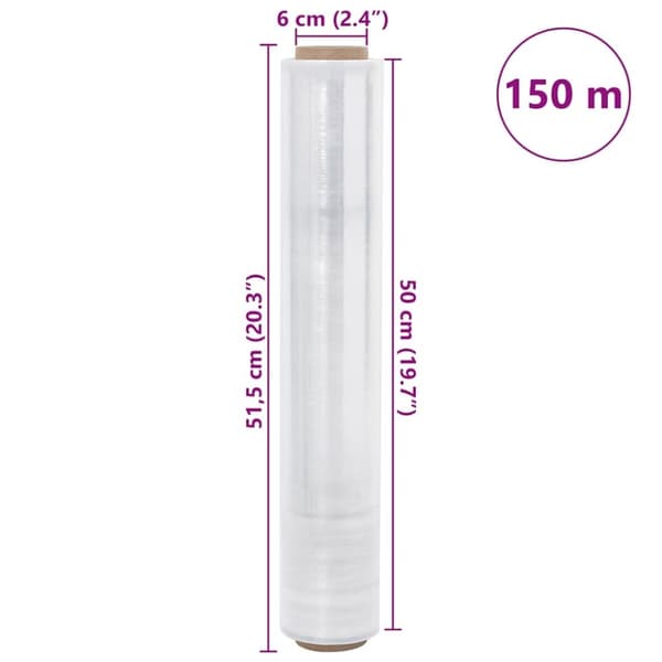 vidaXL Stretch -kalvo 2 kpl Läpinäkyvä 20 μm 50 cm x 150 m