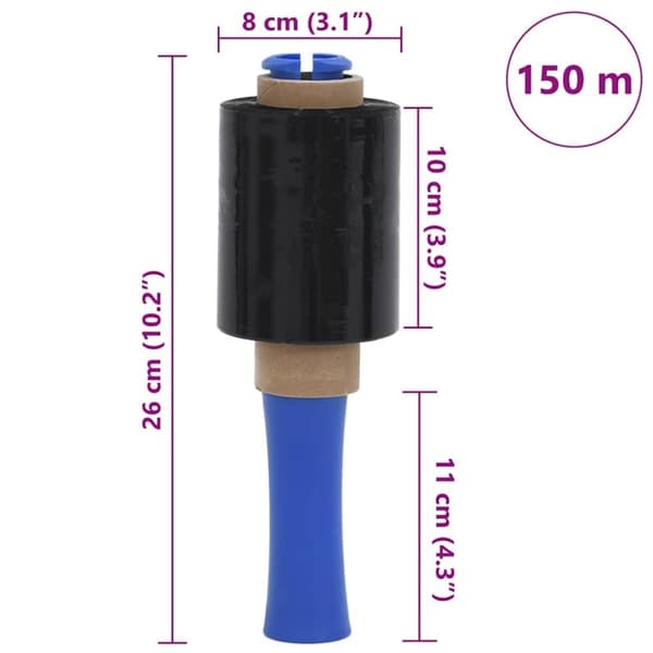 vidaXL Sträckfilm 50 st svart 23 μm 10 cm x 150 m