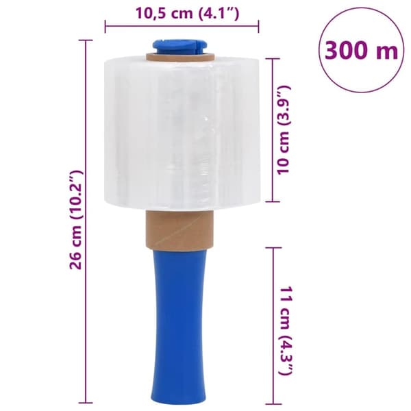 vidaXL Sträckfilm 10 st transparent 23 μm 10 cm x 300 m