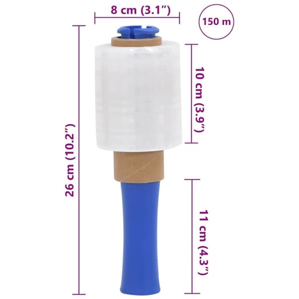 vidaXL Sträckfilm med handtag 10 st transparent 23 μm 10 cm x 150 m