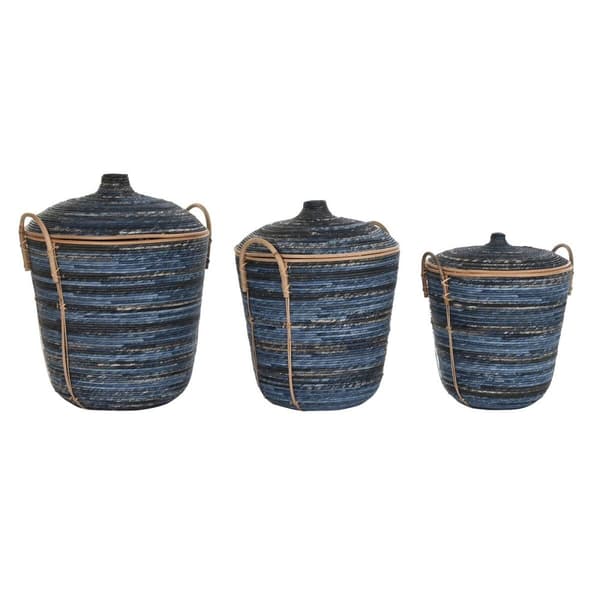 Kurvesæt DKD Home Decor Blå Sort (3 Dele)