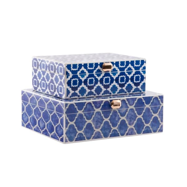 Korurasia DKD Home Decor Sininen Laivastonsininen Puu 24 x 20 x 8 cm (2 osaa)