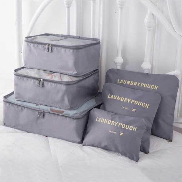 Laukkusetti matkalaukuille 6-pack Travel Organizer Set Harmaa