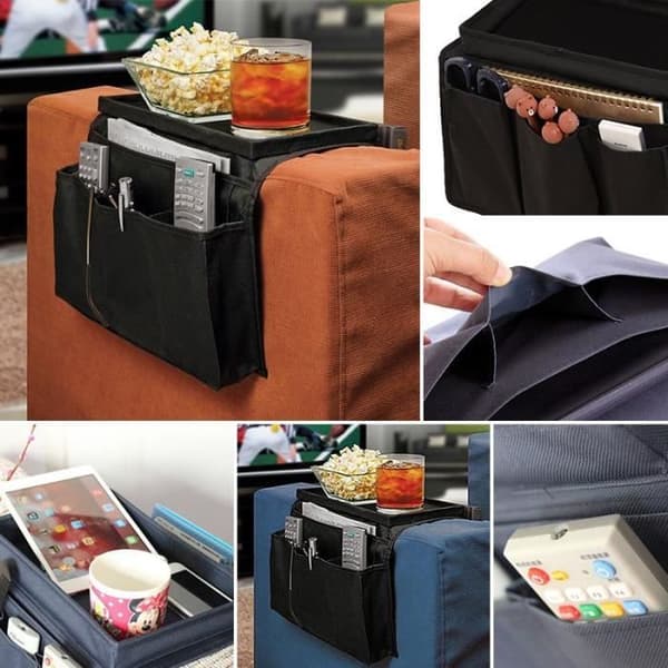 Fjärrkontroll Organizer - Corrimao - 6 fickor - Oxford Tyg - Svart - 55x31 cm