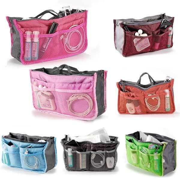 Handväska - ORGANIZER - Fuchsia rosa - 13 fickor - Maskintvättbar - 100 % nylon