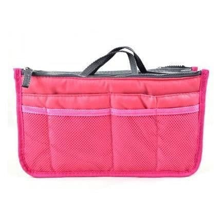 Handväska - ORGANIZER - Fuchsia rosa - 13 fickor - Maskintvättbar - 100 % nylon